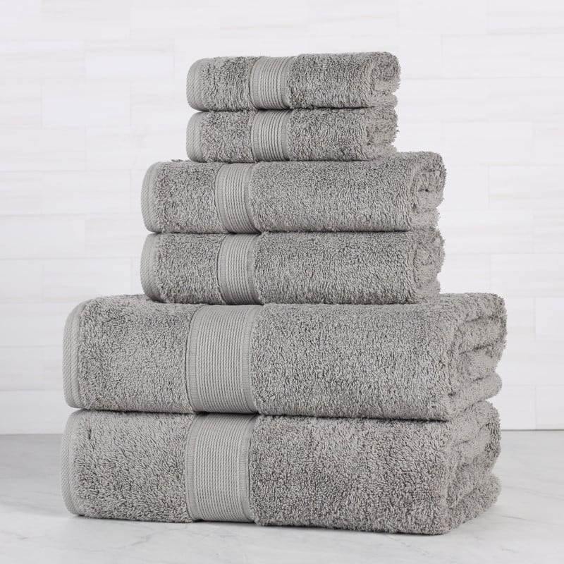 Superior Oregon Organic Cotton Solid 6-Piece Towel Set - Silver
