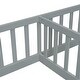 preview thumbnail 14 of 32, Double Twin Floor Bed with Fence, Guardrails,Without Door