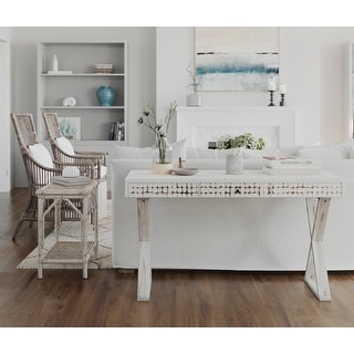 Whitewashed Rattan Table White Washed Rattan End Table by East at Main - 24