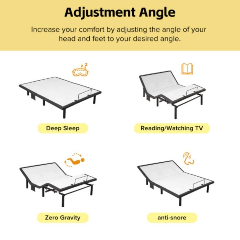 Modern Zero Gravity Base Adjustable Bed with Wireless Remote Control and USB Ports