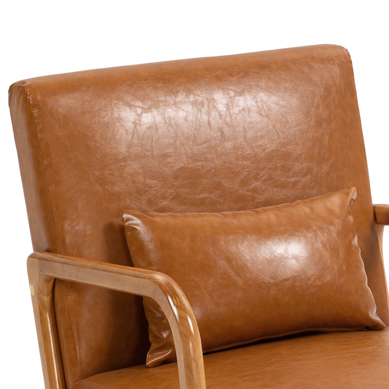 Mid Century Modern Upholstered Wood Frame Accent Chair