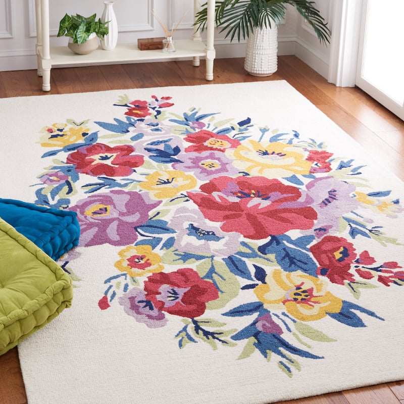 SAFAVIEH Handmade Chelsea Astronomy Floral Wool Rug - 8' x 10' - Ivory/Rose
