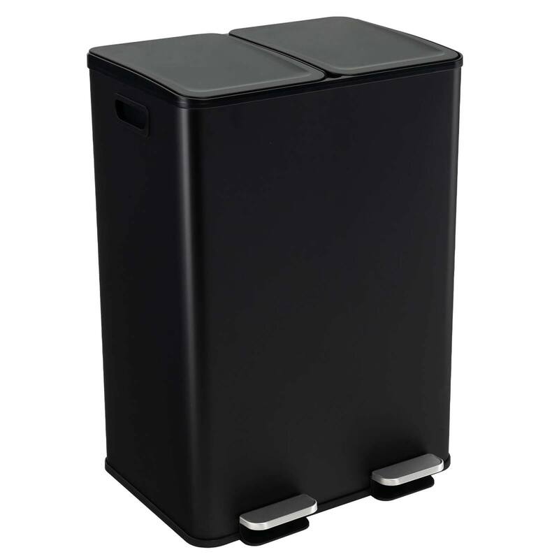 Costway 16 Gallon Dual Step Trash Can Recycle Bin Stainless Steel