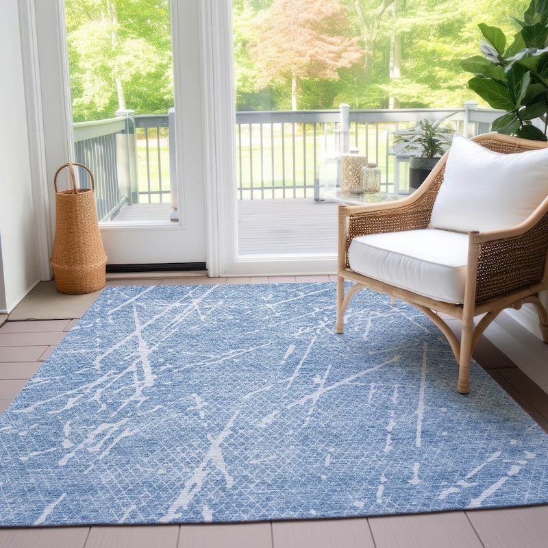 Machine Washable Indoor/ Outdoor Chantille Contemporary Crackle Rug