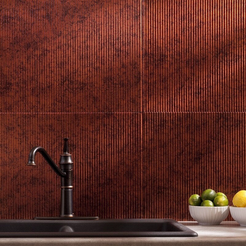 RIB CRACKED COOPER BACKSPLASH DECORATIVE PANEL  18"x24" 