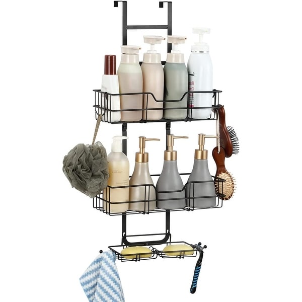 3 Tier Shower Racks with Hooks and Shampoo Soap Razor Holder - On Sale -  Bed Bath & Beyond - 38325036