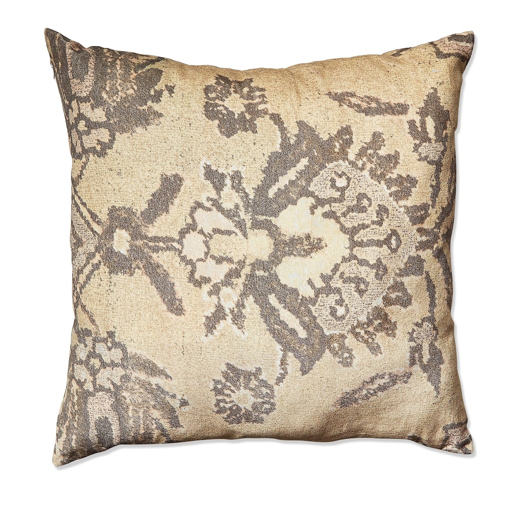 22"x22" Beige Kilim Digital Print Velvet Cotton Accent Decorative Throw Pillow Poly Filled Removable Insert Square - 22 x 22