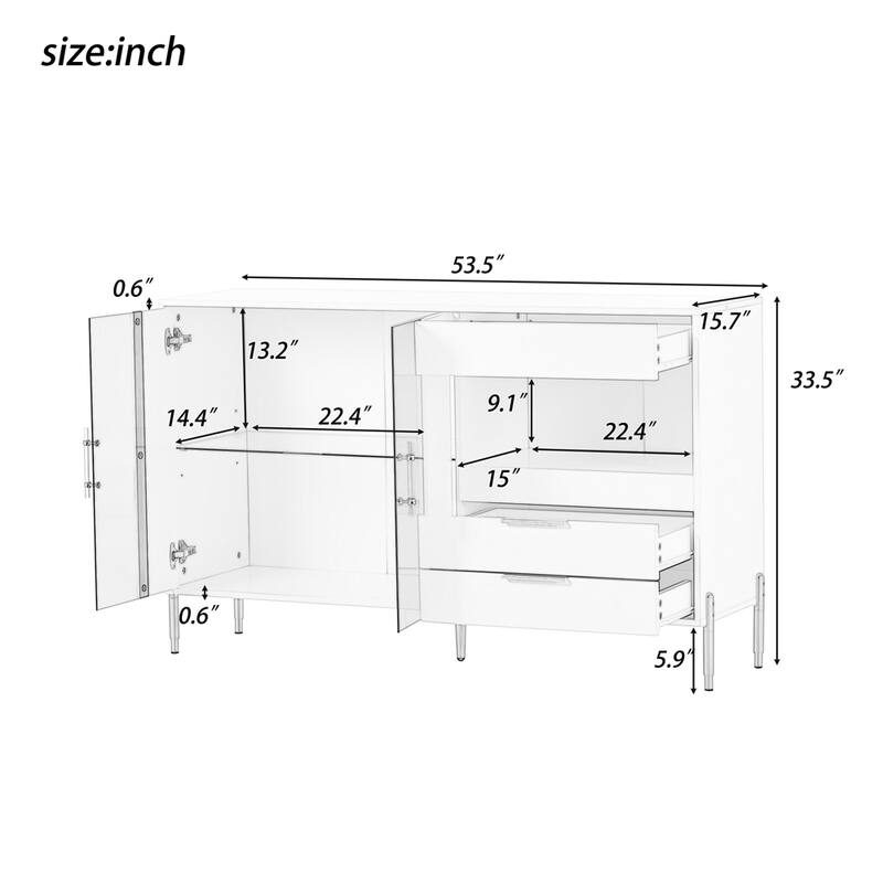Accent Buffet with Acrylic Doors, Adjustable Shelves