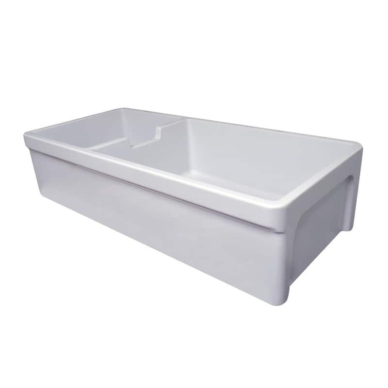 Large reversible double bowl fireclay kitchen sink