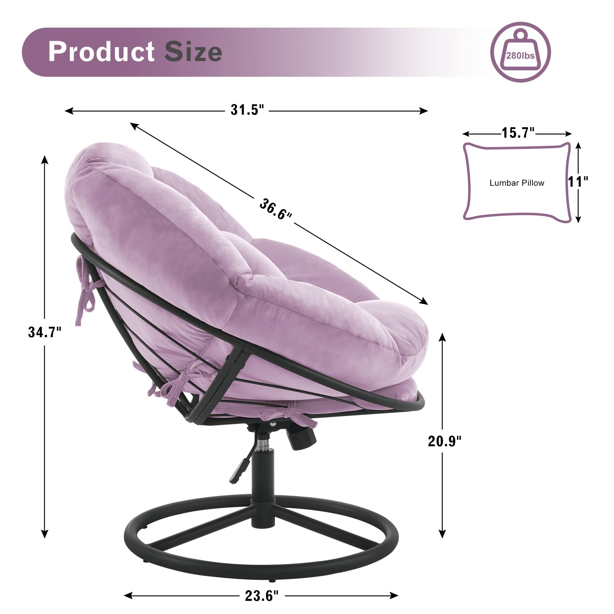 Swivel Papasan Chairs, Gas Lift Cozy Chair with Height Adjustment