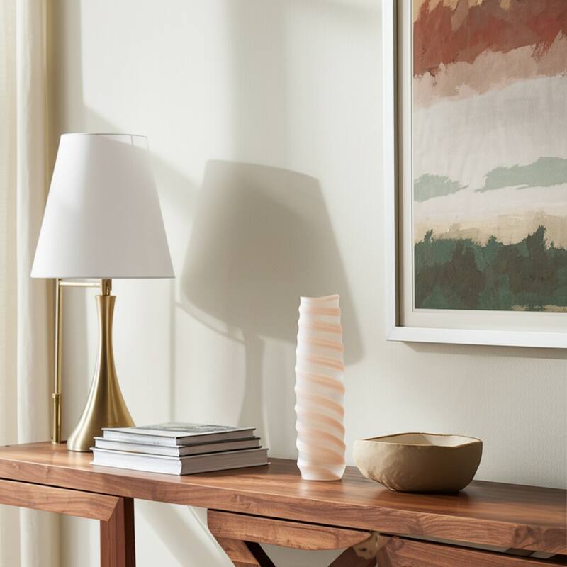 Glass Vase Carved Tall Ribbed Silhouette for Floral Arrangements