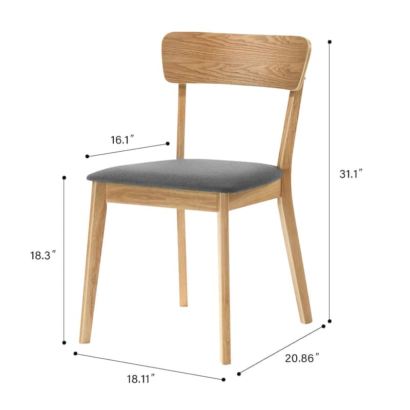 Dining Chair Set Of 2, Solid Rubberwood Foam Upholstery Cushion Seat Wooden Ladder Back Side Chairs