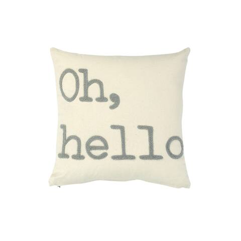 "Oh, hello" Embroidered Square Cotton Pillow