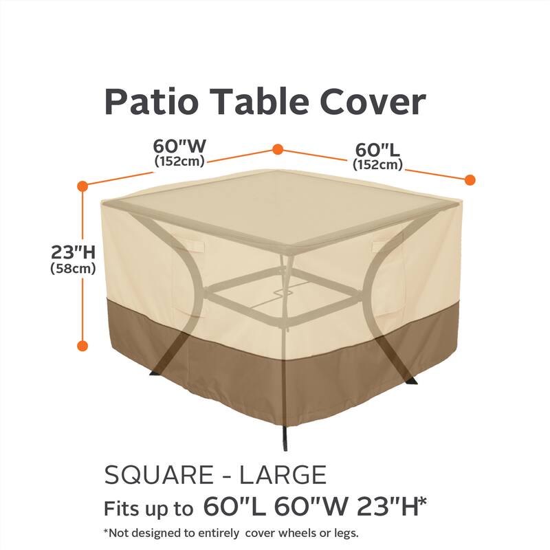 Classic Accessories Veranda Water-Resistant 60 Inch Square Patio Table Cover