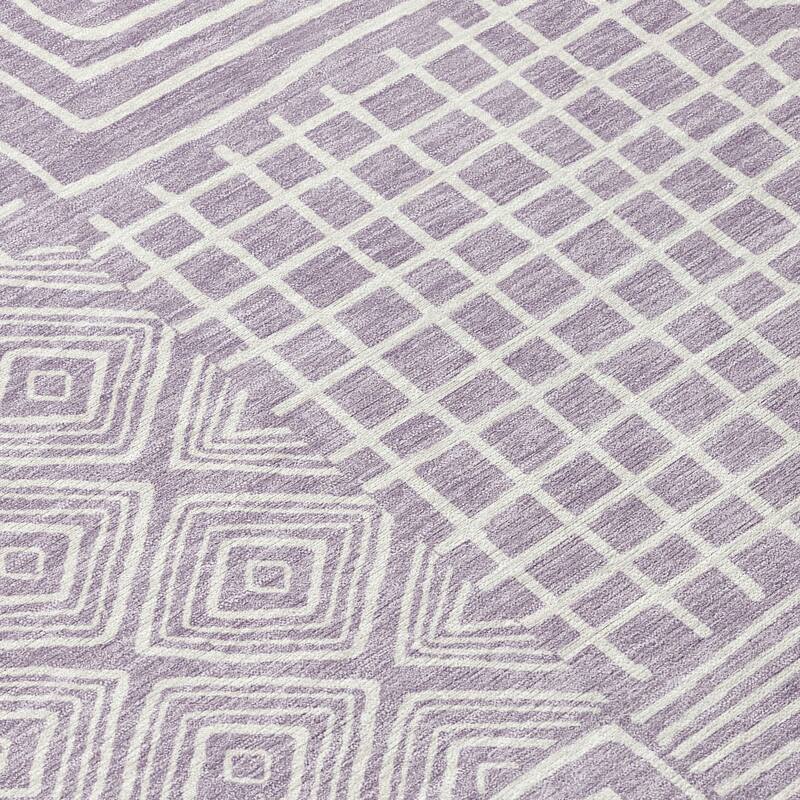 Machine Washable Indoor/ Outdoor Modern Mosaic Chantille Rug