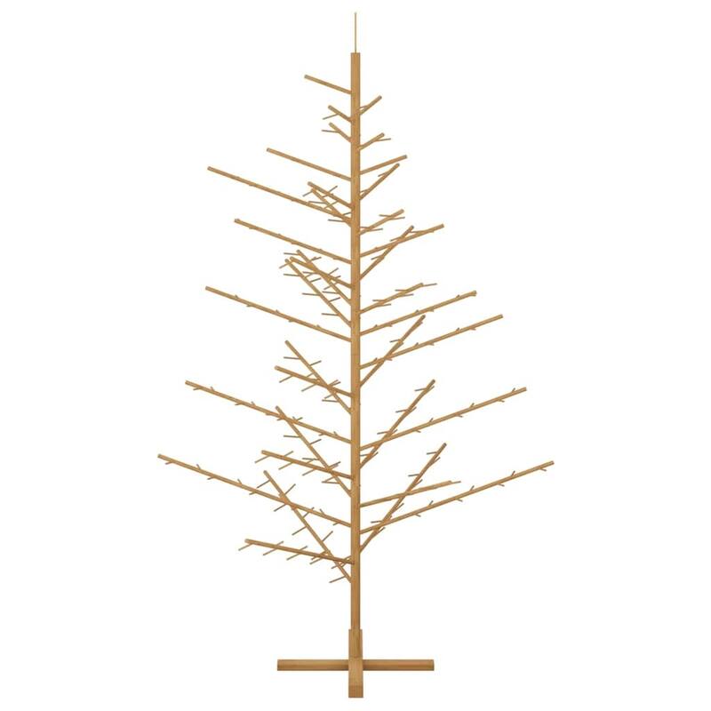 vidaXL Wooden Christmas Tree with Stand Natural/Brown Solid pine wood