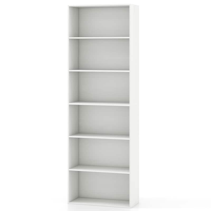 Gymax 6-Tier Bookshelf 70'' Tall Wooden Freestanding Storage Organizer