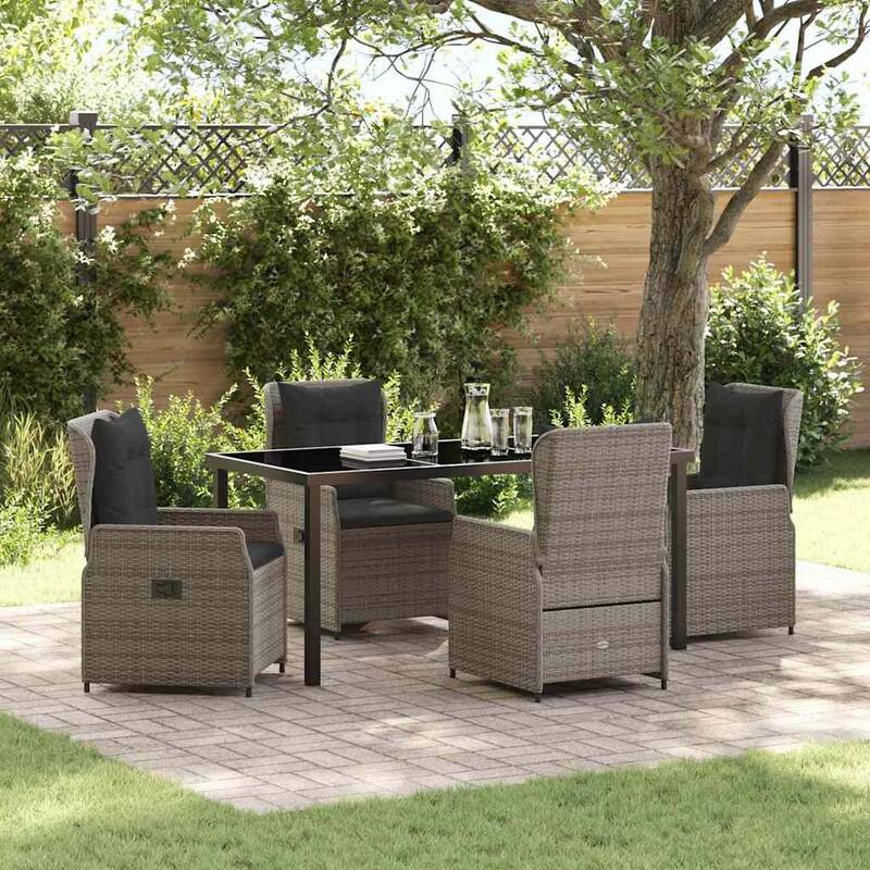 vidaXL Garden Dining Set Poly Rattan - Grey-21.65x23.62x36.61 in.