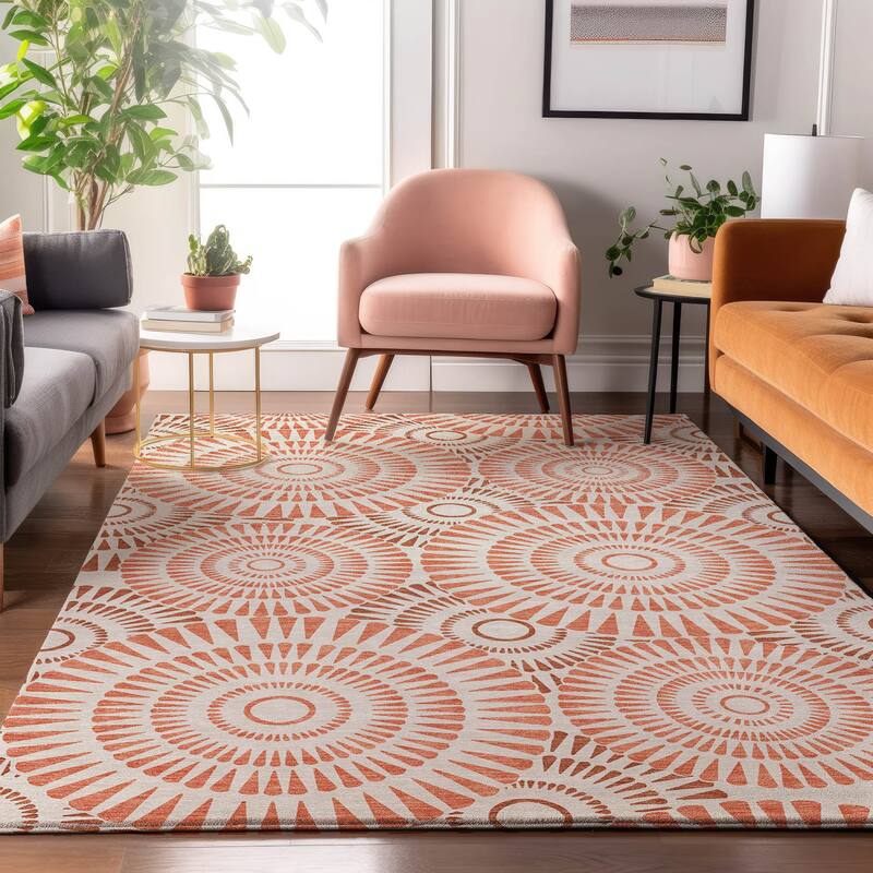 Premium Washable Super Soft Casual Geo Mayfield Rug - Coral - 8' x 10'