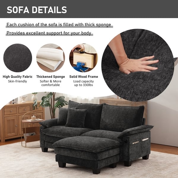 HOMCOM Modular Sectional Sofa With Storage, 2 Seater Sofa Set, Dark Grey