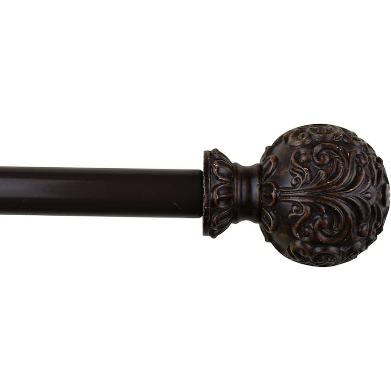 1-inch Diameter Scroll Ball Adjustable Single Drapery Curtain Rod