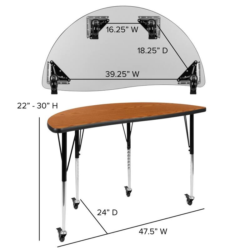 Mobile 47.5" Circle Wave Flexible Activity Table - 18" Student Stack Chairs