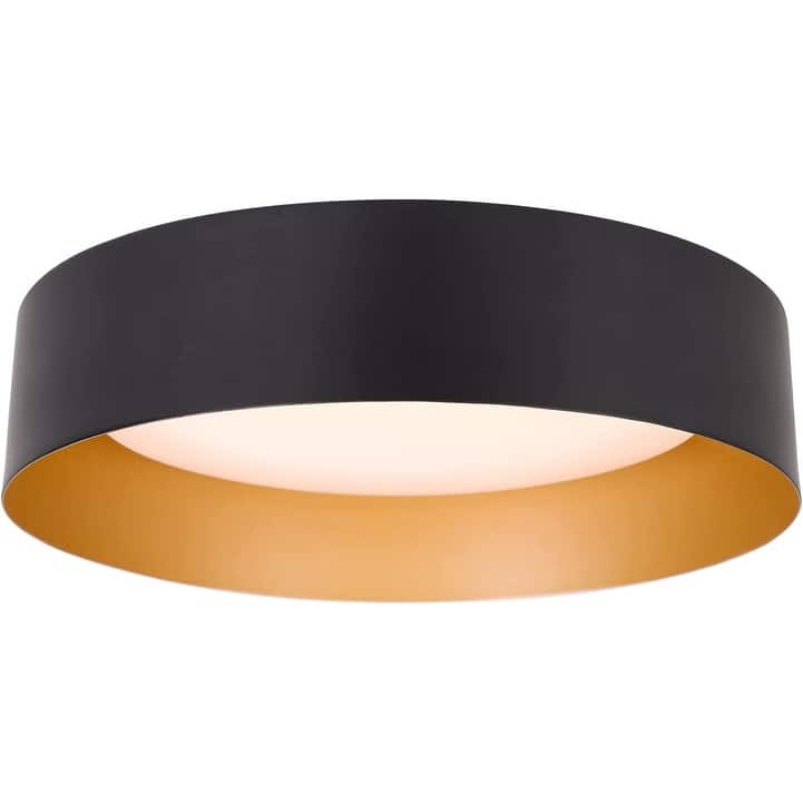 Matte black flush mount light LED ceiling light fixture with gold inside finish