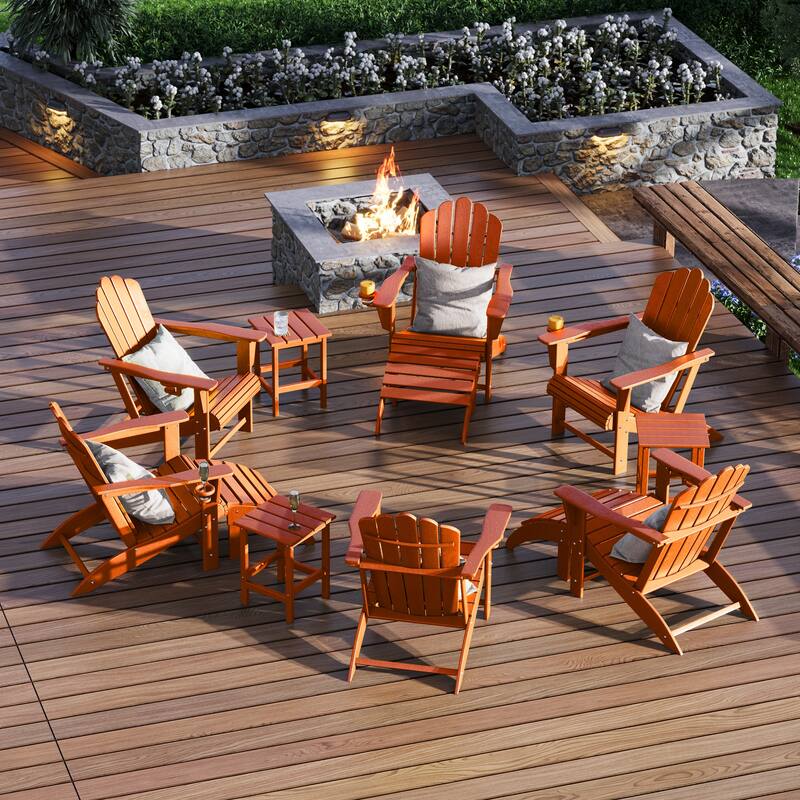 Aderson Outdoor Poly Adirondack Chair With Ottoman And Side Table 12-Piece Set