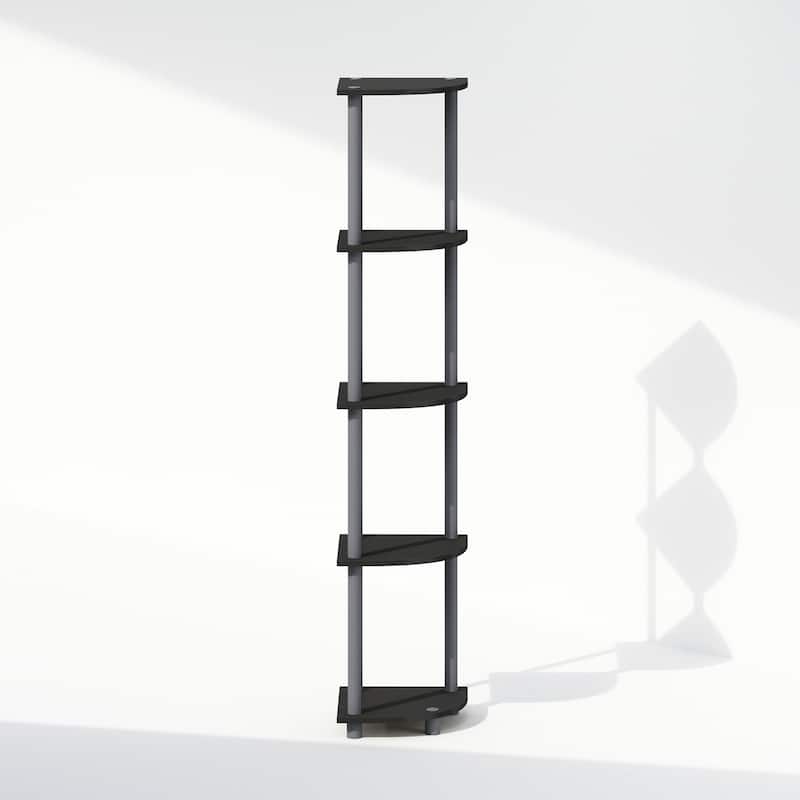 5 Tiers Wood Household Shelving Unit in Black/Grey (11.6 in. W x 57.7 in. H x 11.6 in. D)