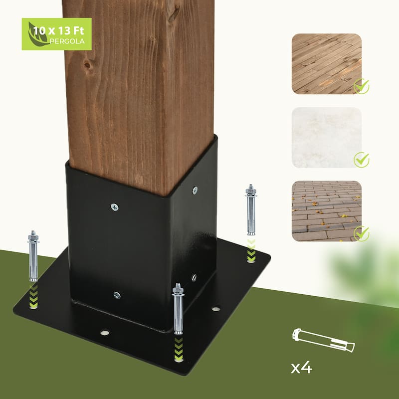 10 ft. x 13 ft. Patio Wood Pergola with Wood Stand Kit and Solid Wood Frame