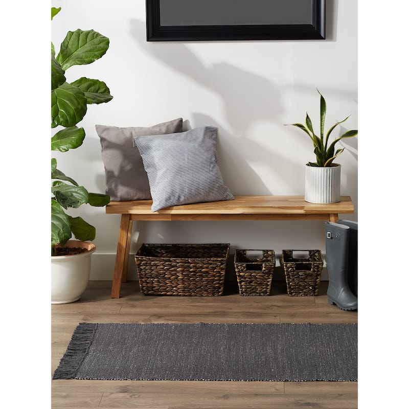 DII Gray and Off White 2-Tone Ribbed Rug 2x3 Ft - 24.0 In. L X 36.0 In. W X 0.2 In. H