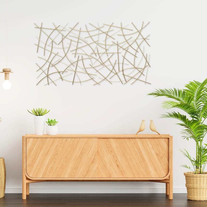 Curved Metal Abstract Wall Decoration - 44.25" - Gold