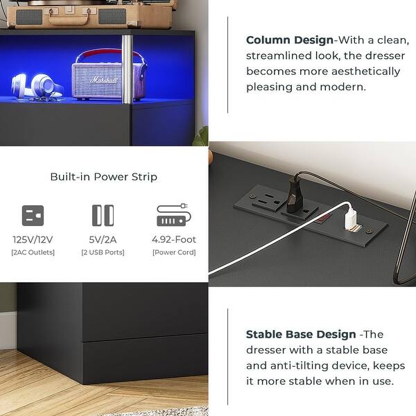 Dresser Bedroom 6 Drawers Dressers Chests of Drawers Charging Station