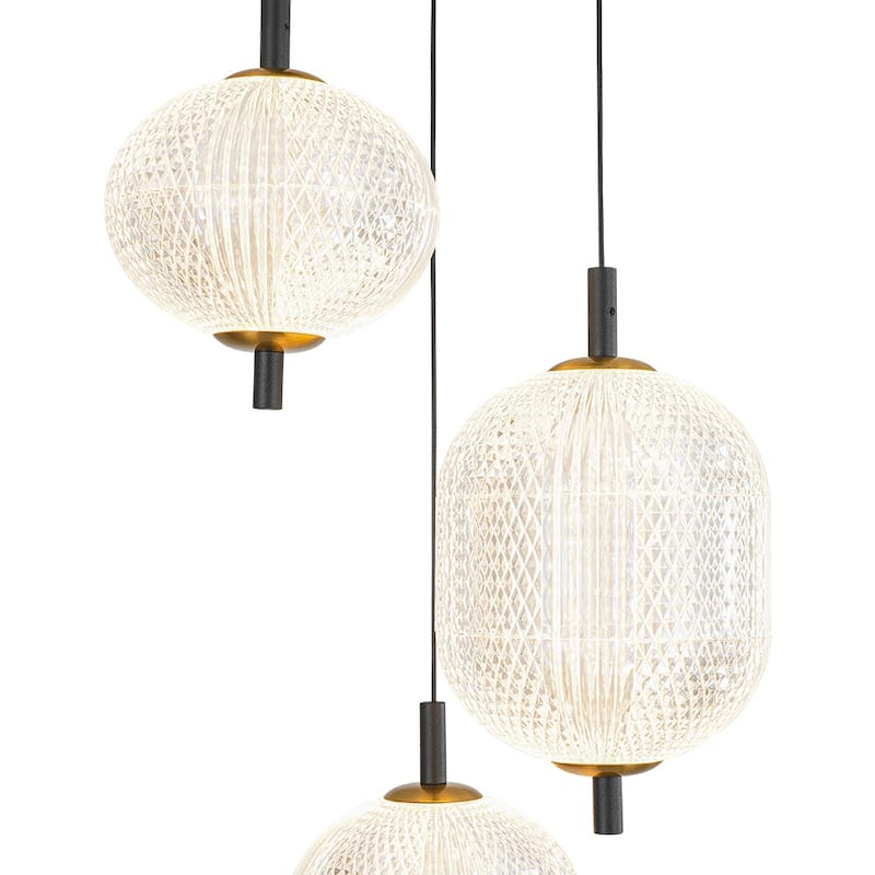 Glam 3-Light Acrylic Drops Dimmable LED Chandelier - N/A