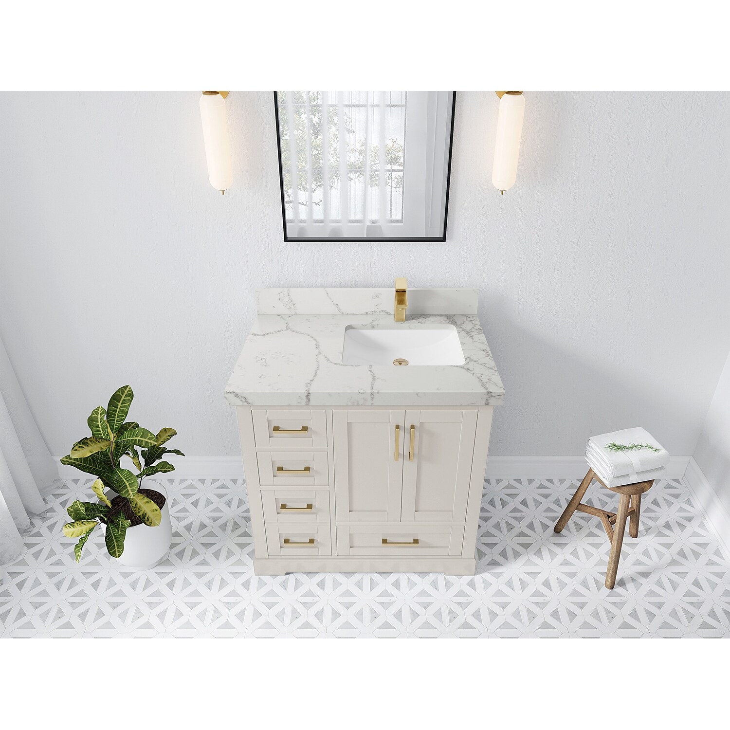 Willow Collections 36 in. W x 22 in. D boston Right Offset Sink Bathroom Vanity With Counter top