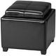 preview thumbnail 6 of 4, SAFAVIEH Harrison Storage Black Leather Tray Ottoman