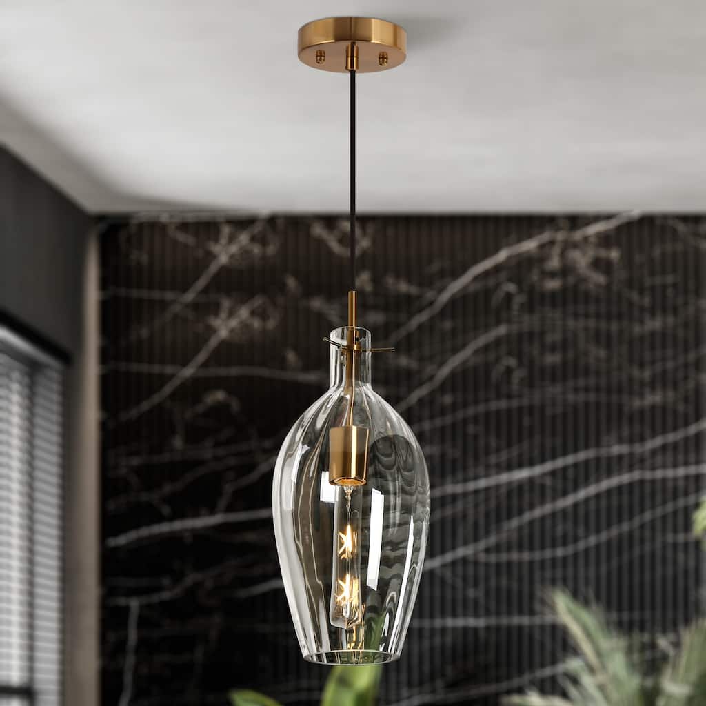 Coria Modern Glam Abstract Glass Kitchen Island Pendant Lights Long Bar Decor Corner Dining Room - D 6.7" x H 18"