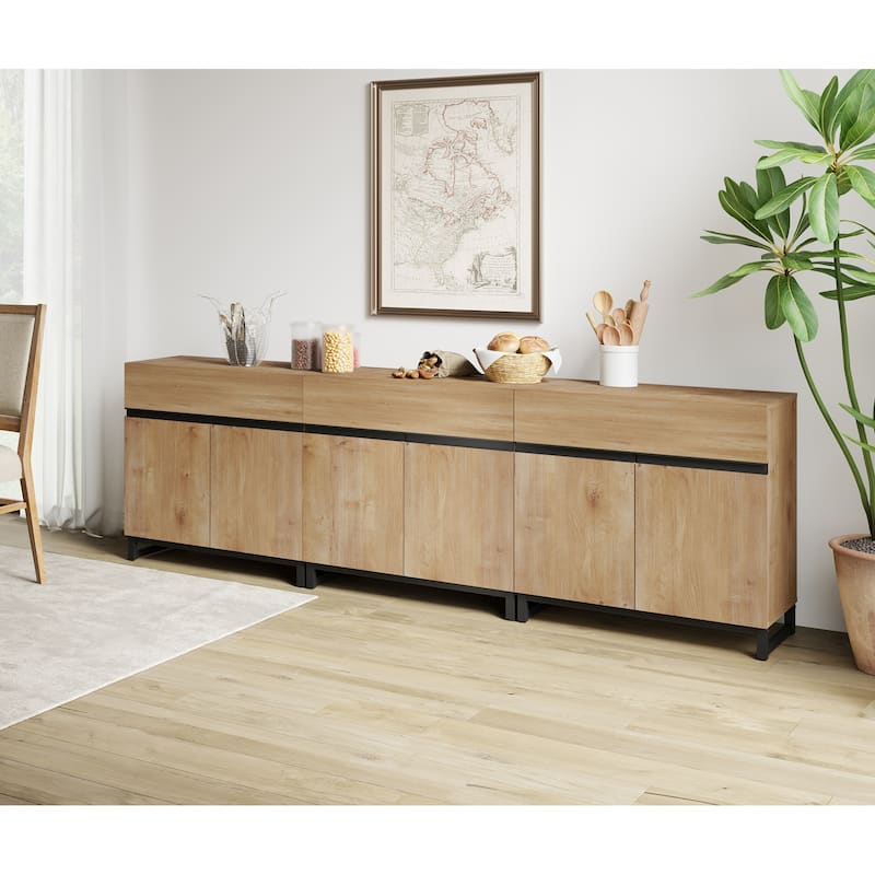 WAMPAT Modern TV Stand with Storage Cabinets for Living Room,Bedroom,Brown