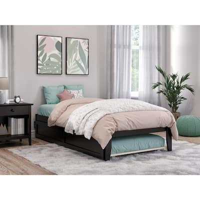 Twin Bed with Trundle - Rustic Romance Espresso Finish - HomeStock Bedroom Furniture