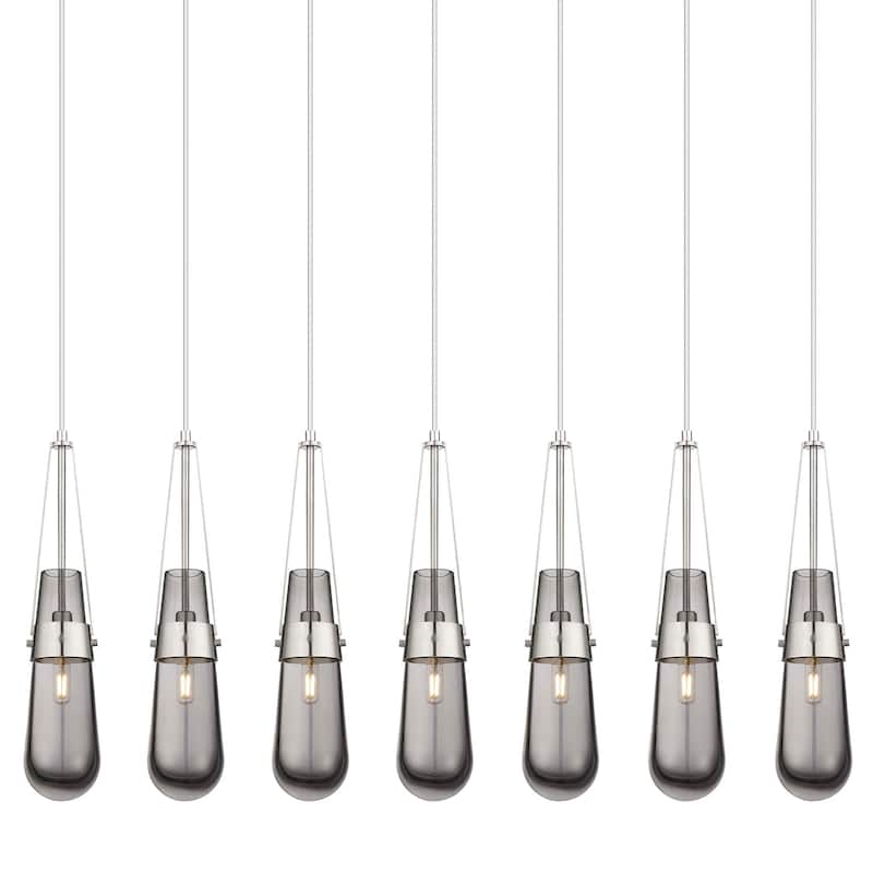 Innovations Lighting 127-452-1P-21-49 Milan Pendant Milan 7 Light 49" - Brushed Satin Nickel / Light Smoke