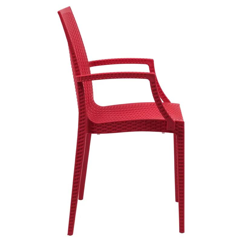 Mace Polypropylene Stackable Armrest Patio Dining Chair with Woven Design for Outdoor Dining Patio Indoor Gatherings
