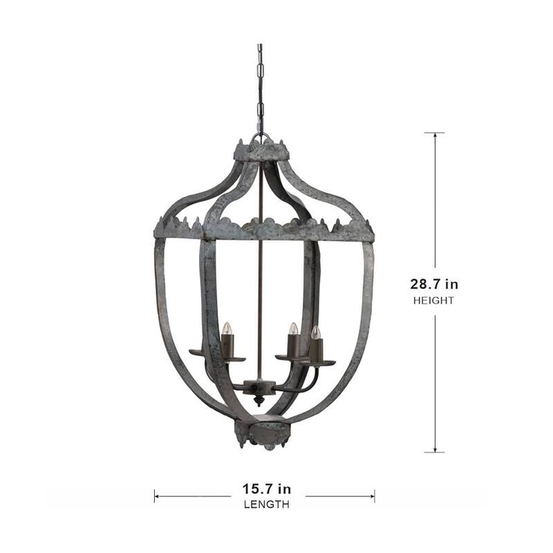 Hardwire 15.7in 4-Light Metal Chandelier Light with Adjustable Chain