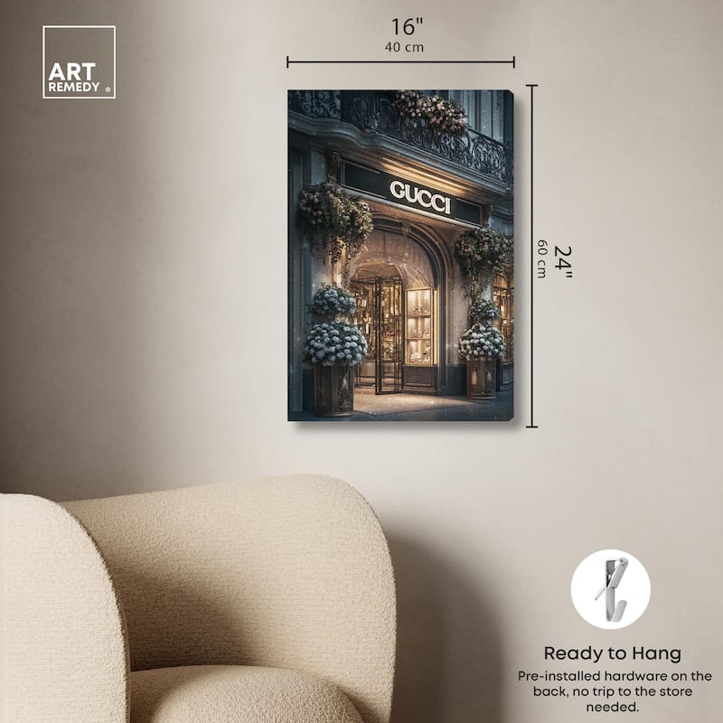 Illuminated Luxury Store Canvas by Art Remedy, Gallery Wrapped