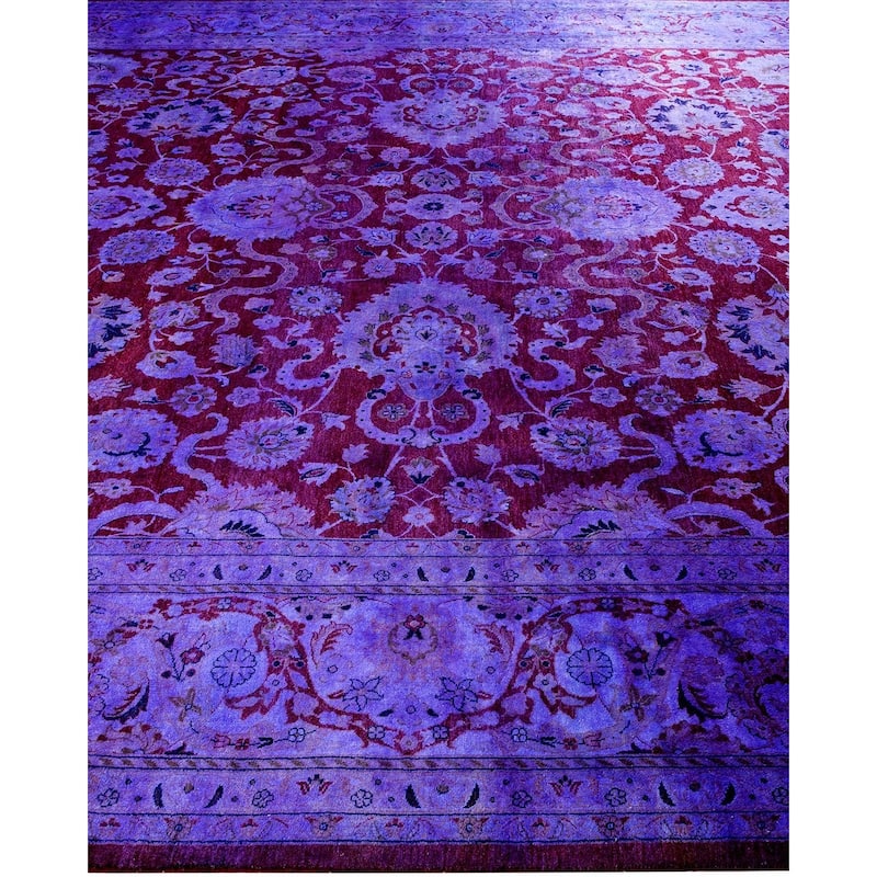 Overton Hand Knotted Wool Vintage Inspired Modern Contemporary Overdyed Purple Area Rug - 9' 2" x 12' 3"