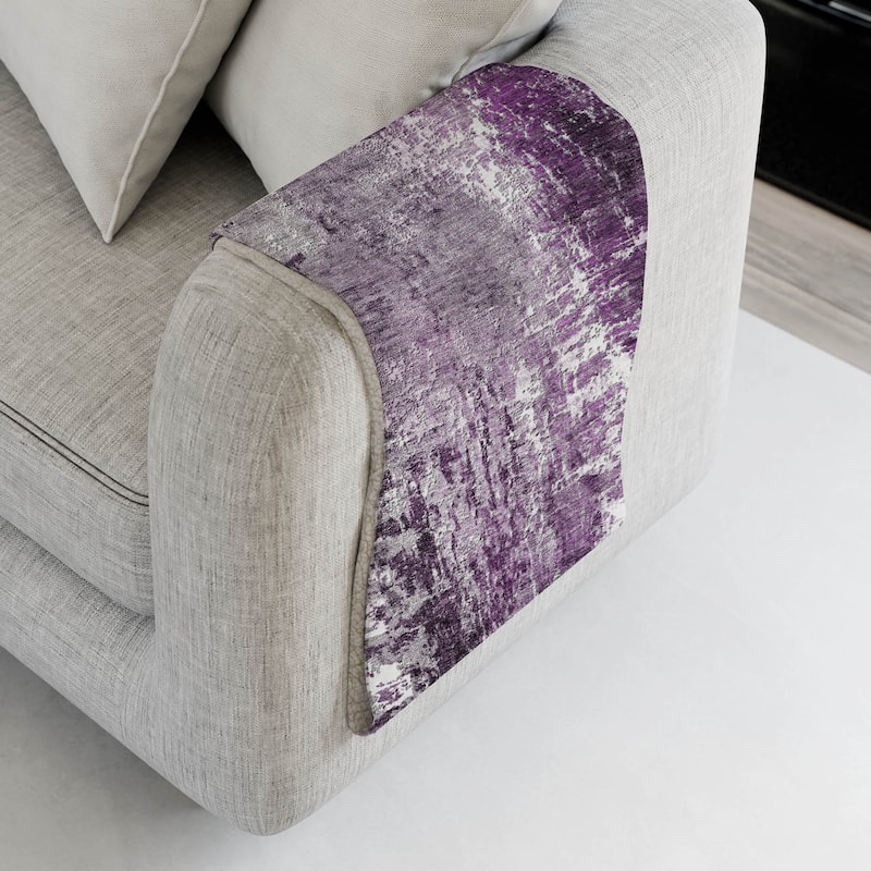 Premium Machine Washable Abstract Modern Sherpa Throw Blanket - Eggplant - 4'2" x 5'10"