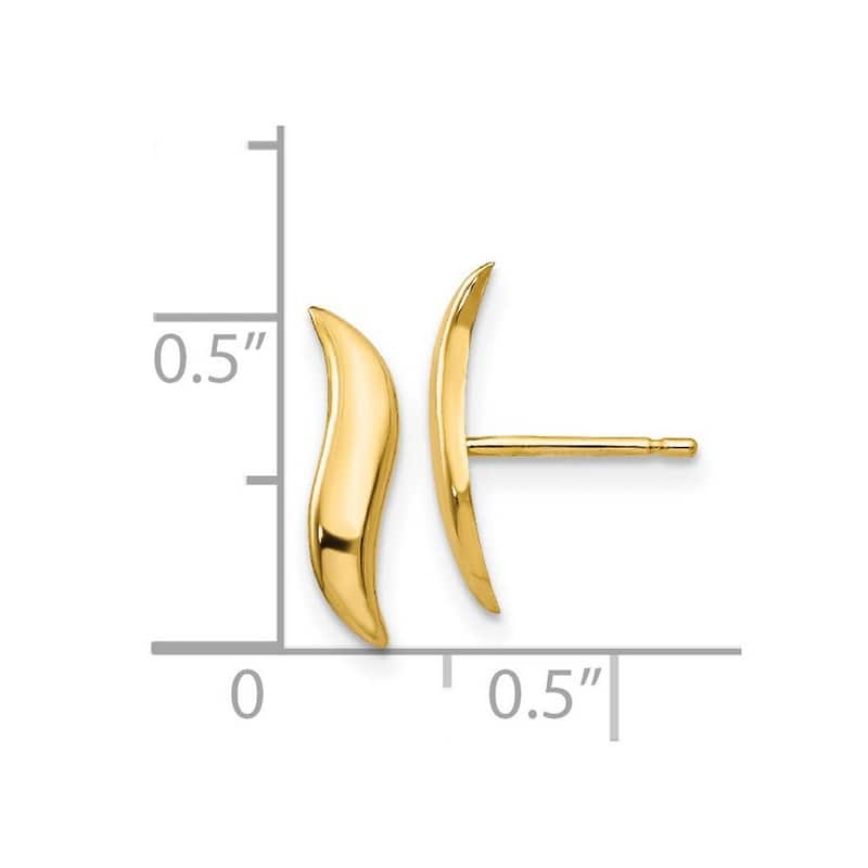 Curata 14k Yellow Gold 13x3mm Polished Swirl Post Earrings