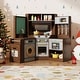 preview thumbnail 4 of 28, Gymax Corner Kitchen w/ Lights & Sounds Interactive Wooden Playset for