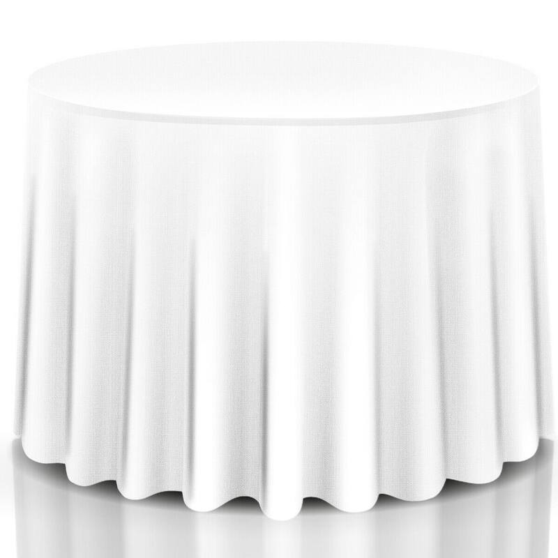 90 Inch Round Polyester White Tablecloth with Stain and Resistant Wrinkle Free for Dining Table Decor