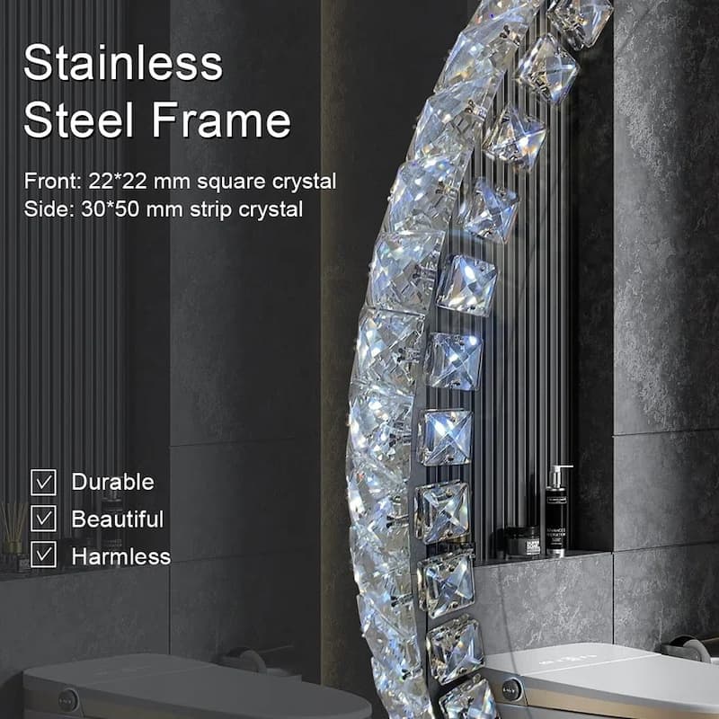 Sparkle Vision LED Dimmable 36" Round Anti-Fog Backlit Bathroom Vanity Mirror - Clear