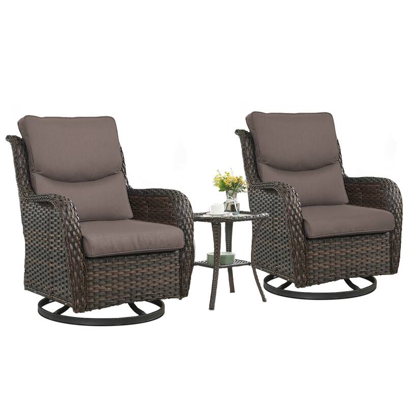 Pocassy Outdoor Glider Chairs Table with 4Inch 5Inch 6Inch Cushion